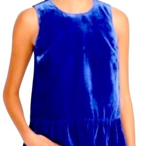 J CREW Royal Blue Velvet Peplum Top size 2